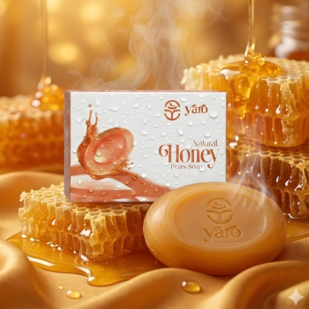 Natural Honey & Pears Soap Bar with Box Packaging